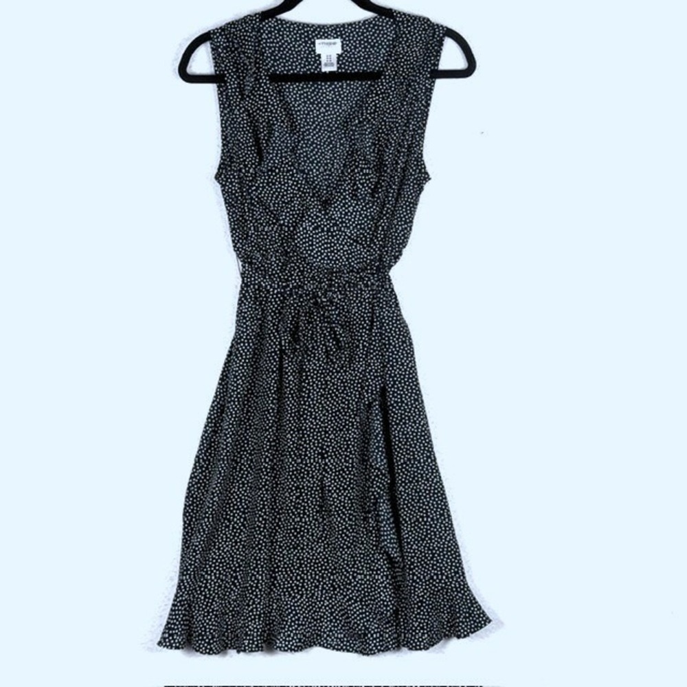 Motherhood Maternity Navy Blue Polka Dot Ruffle Wrap Dress Womens Medium